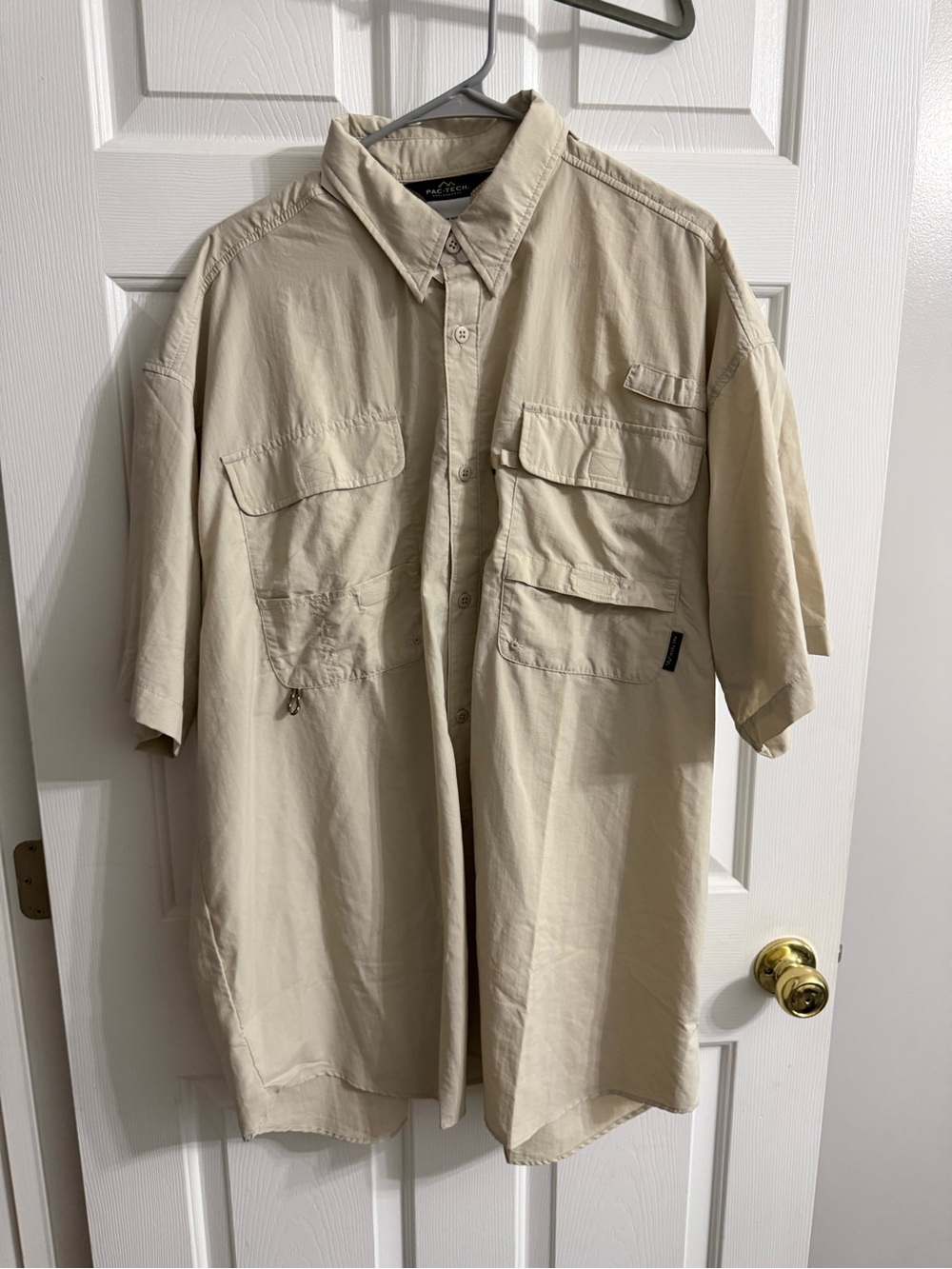 PAC-Tech Beige Short Sleeve Performance Fishing Shirt 2XL